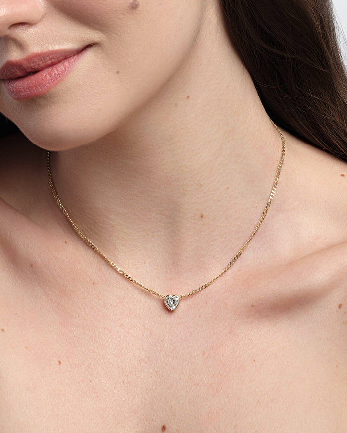 Heart Cuban Chain Moissanite Pendant Necklace image 2