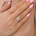 Load image into Gallery viewer, Pear Cut Hidden Halo Diamond Moissanite Ring