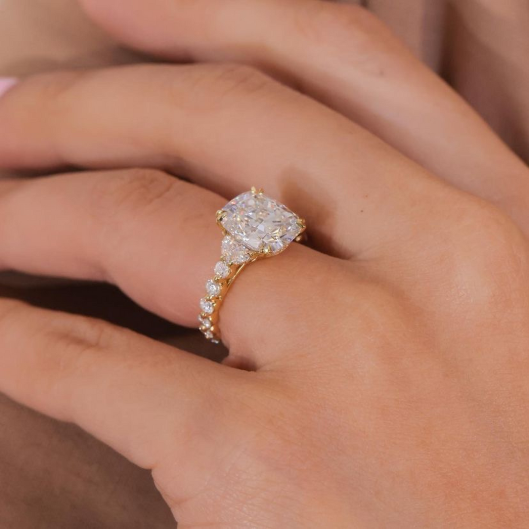 Unique Cushion Cut Proposal Ring