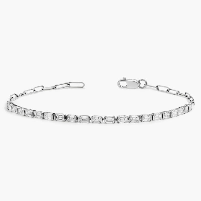 Emerald Cut Moissanite Paperclip Chain Bracelet - Emerald Moissanite bracelet