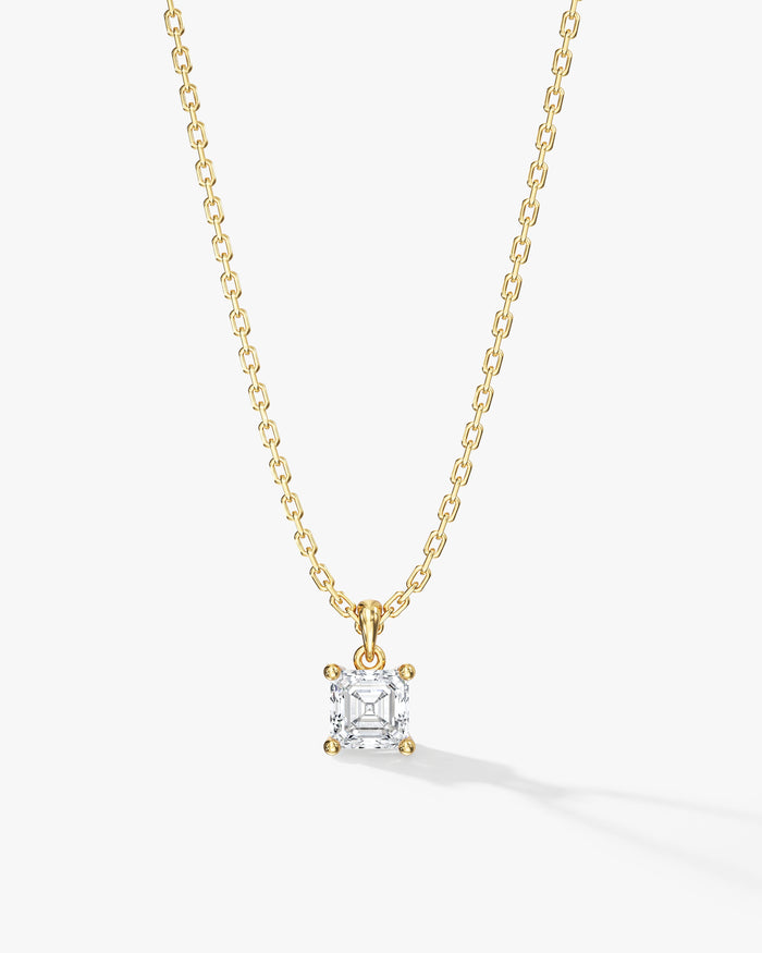 Asscher Cut Solitaire Cable Chain Moissanite Pendant Necklace image 1