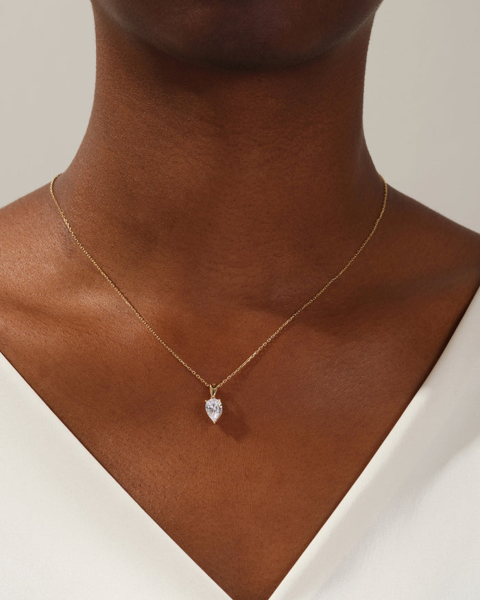 Pear Cut Solitaire Prong Moissanite Pendant Necklace image 2