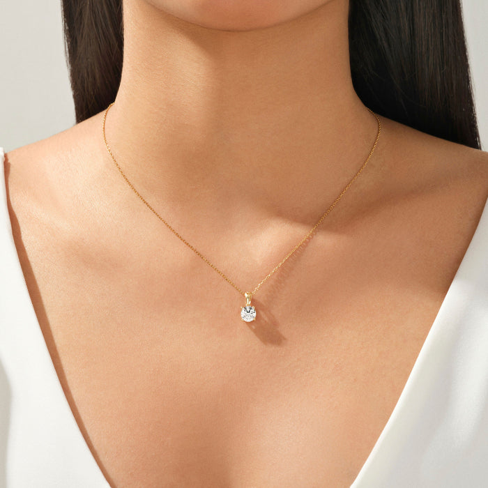 Round Cut Solitaire Prong Moissanite Pendant Necklace image 2
