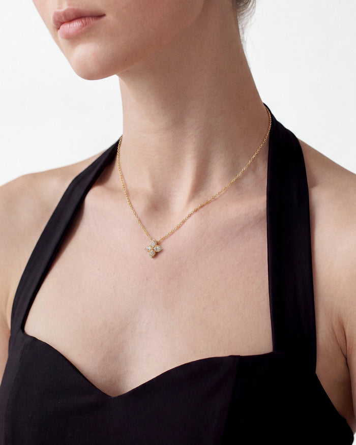 Pave Flower Moissanite Pendant Necklace image 2