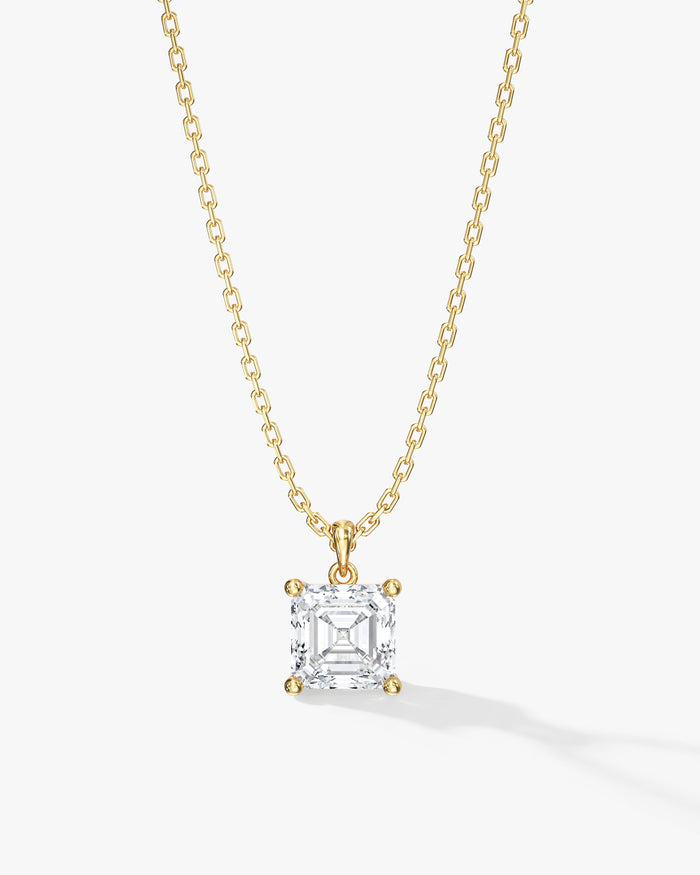 Asscher Cut Solitaire Prong Moissanite Pendant Necklace image 1