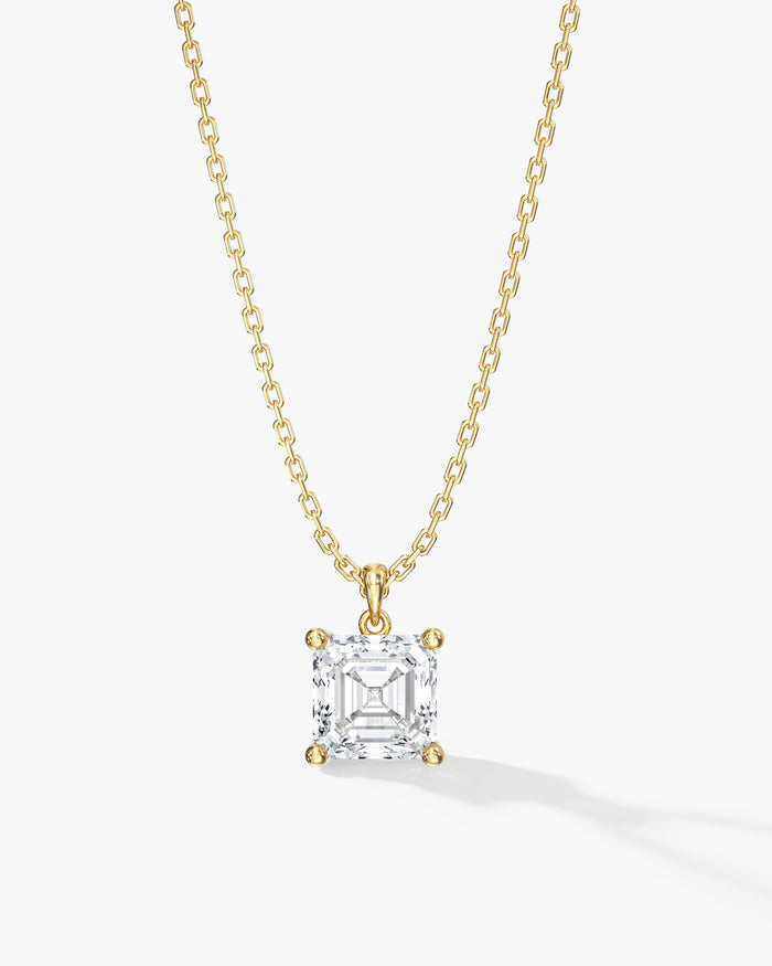 Asscher Cut Solitaire Moissanite Pendant Necklace Style 2 image 1
