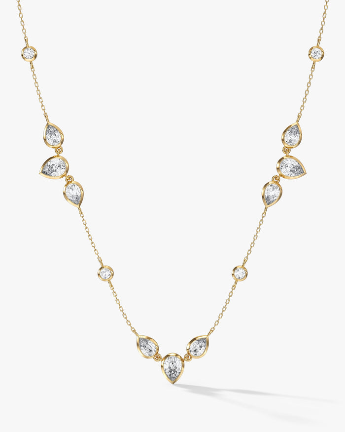 Cascading Pear Station Moissanite Pendant Necklace image 2