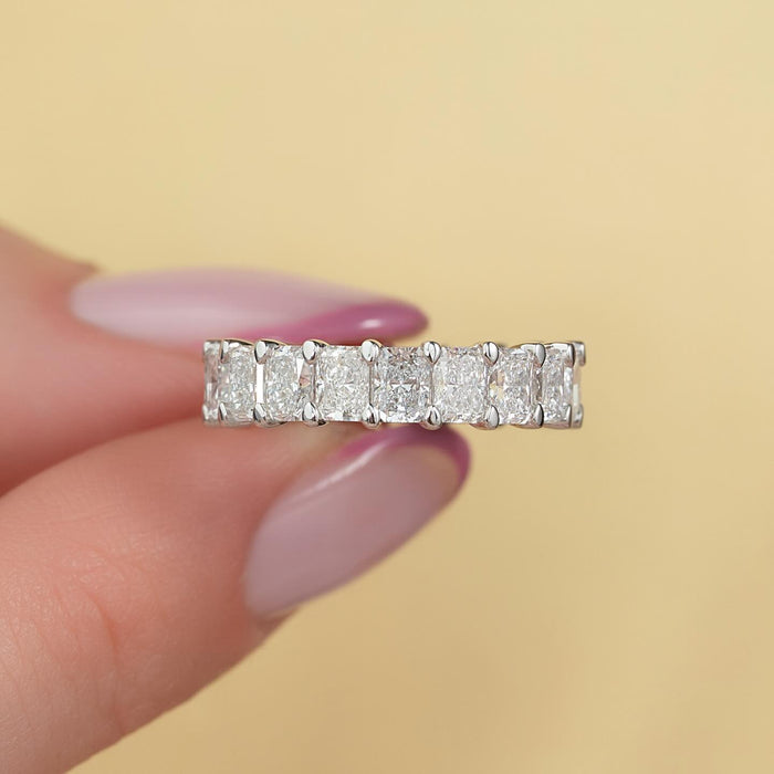 Cushion Cut Moissanite Full Eternity Wedding Band in 14K White Gold — Mapple Gems