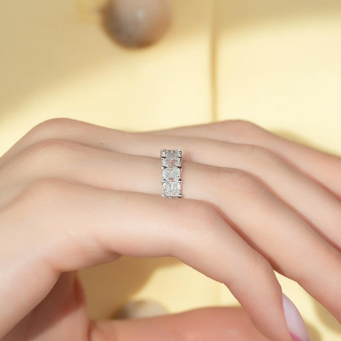 Cushion Cut Moissanite Full Eternity Wedding Band in 14K White Gold — Mapple Gems