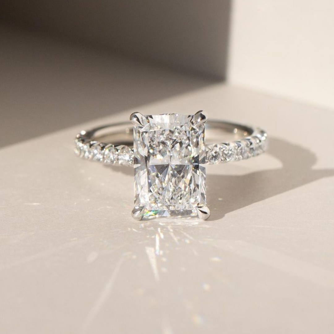 4 CT Radiant Cut Moissanite Engagement Ring