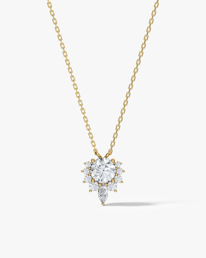 Round Halo Radiant Bloom Moissanite Pendant Necklace image 2
