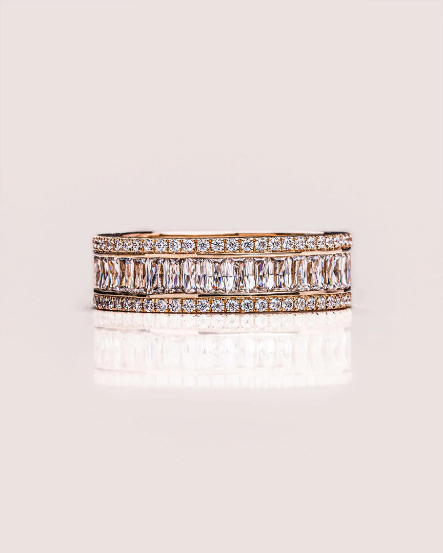 1.50 CT radiant & Round Cut Lab Grown Diamond Wedding Band Gift For Her Mapple Gems