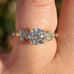 Load image into Gallery viewer, Handcrafted Round Cut Moissanite Leaf Engagement Ring, Ethical and Sustainable Jewelry