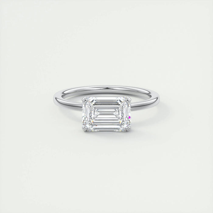 Emerald Cut Moissanite Solitaire Engagement Ring 2 CT to 5 CT - front view 1