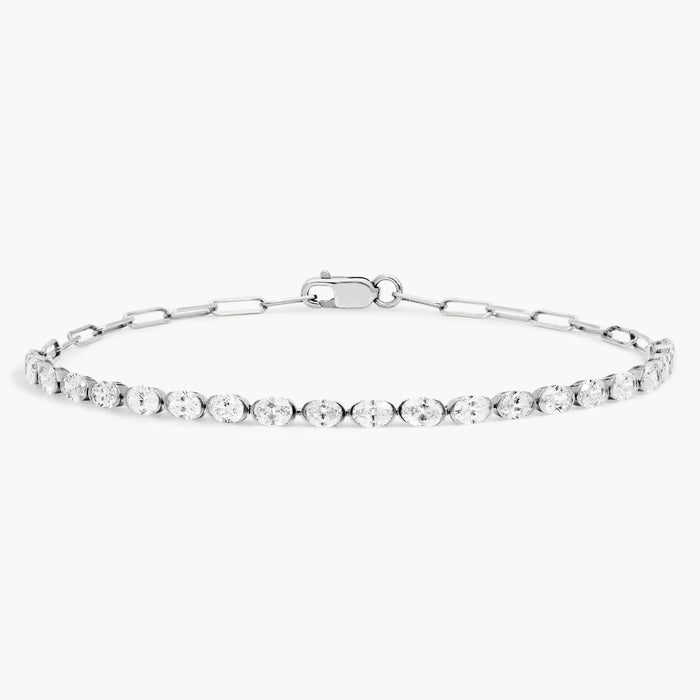 Oval Moissanite Paperclip Tennis Bracelet front
