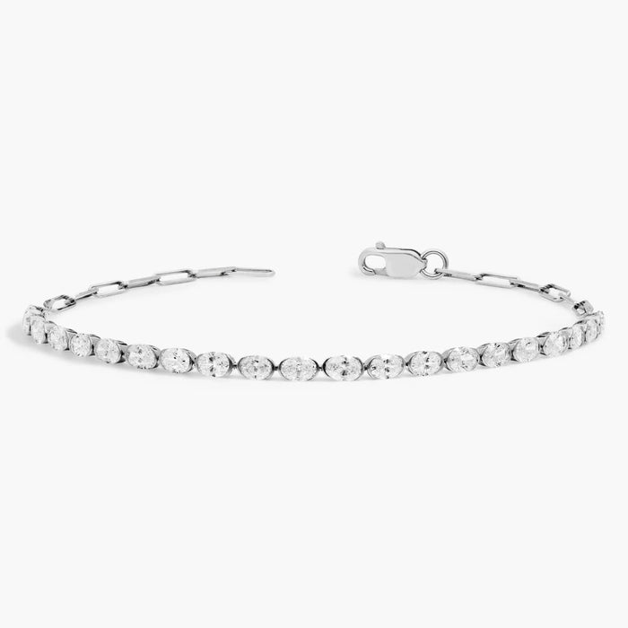 Oval Moissanite Paperclip Tennis Bracelet detail