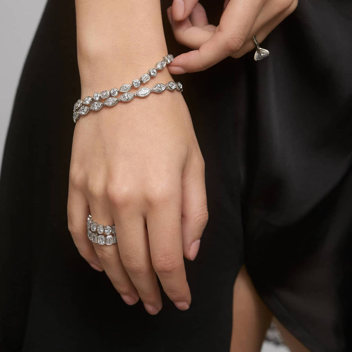 Marquise Moissanite Bezel Tennis Bracelet front