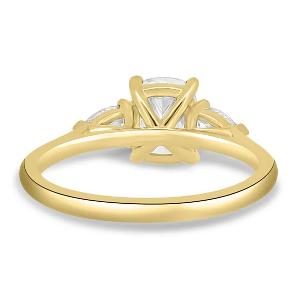 Cushion cut diamond trilogy ring with pear sides gallery view