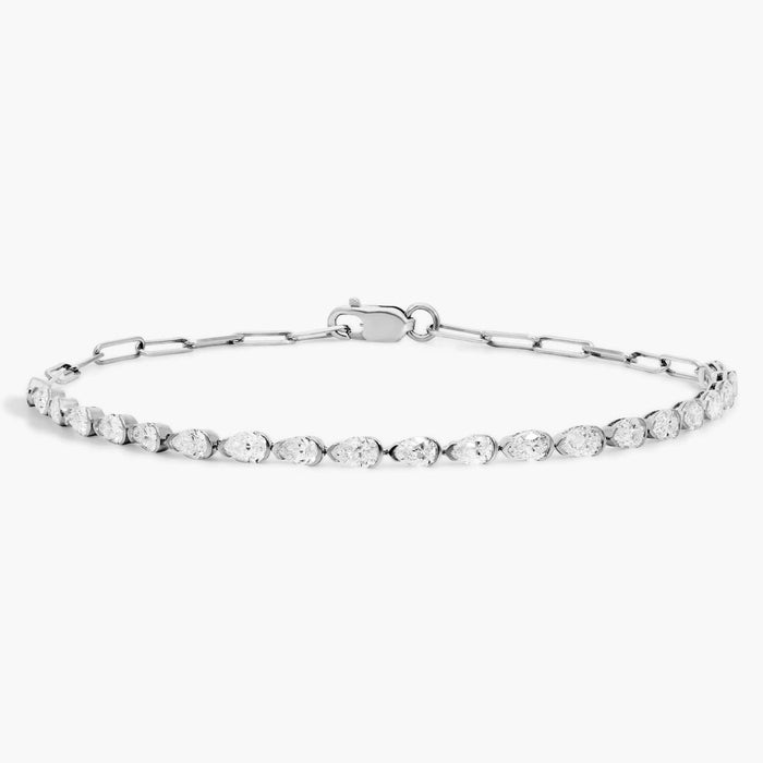 Pear Moissanite Paperclip Tennis Bracelet front