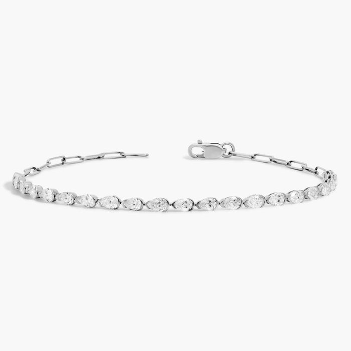 Pear Moissanite Paperclip Tennis Bracelet detail