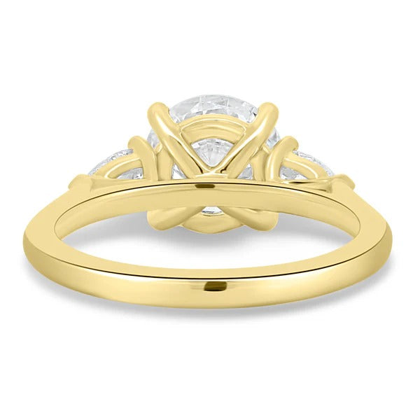 Round trilogy lab grown diamond ring plain band side view