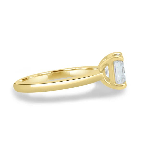 Asscher cut lab grown diamond engagement ring detail