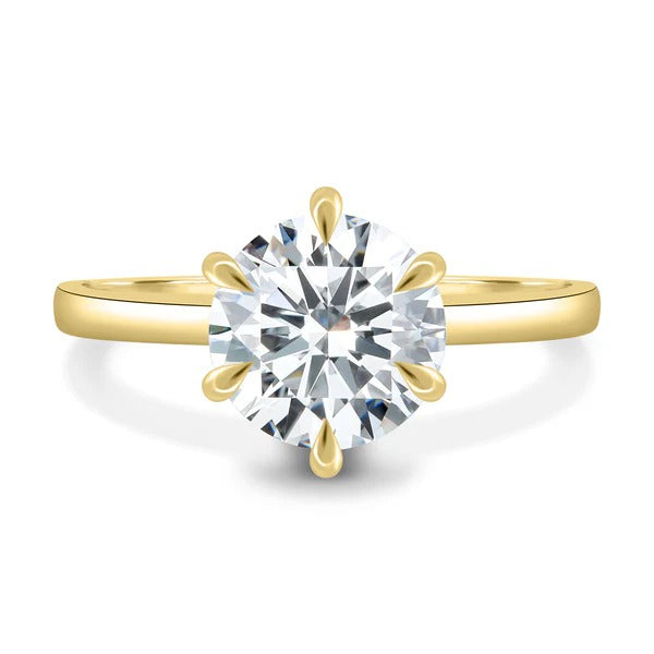 Round lab grown diamond hidden halo solitaire ring detail