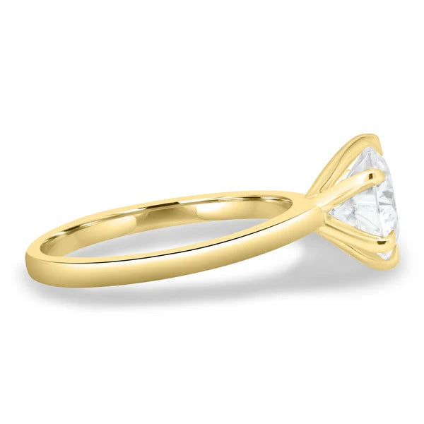 Round lab grown diamond six claw solitaire ring side profile
