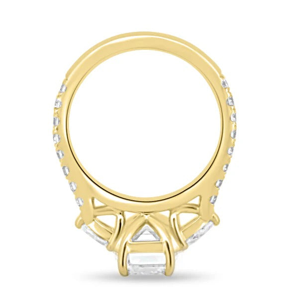 Emerald cut diamond trilogy ring gallery view