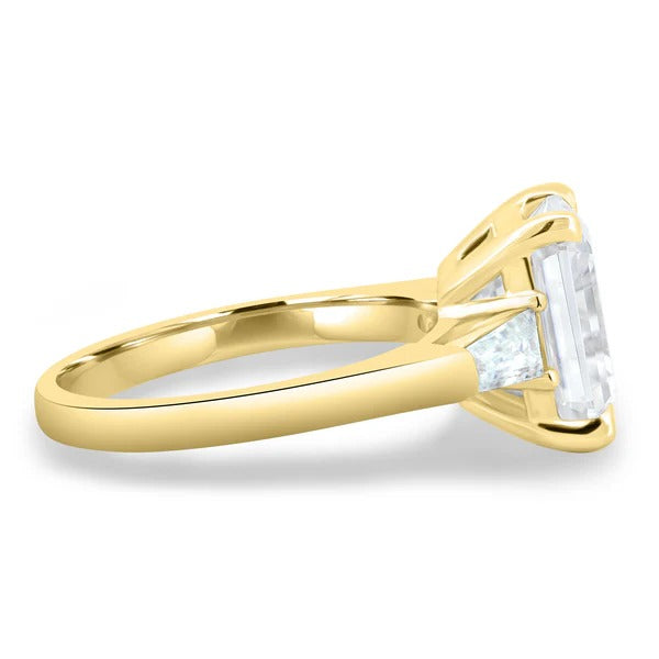 Emerald cut lab grown diamond baguette ring side profile