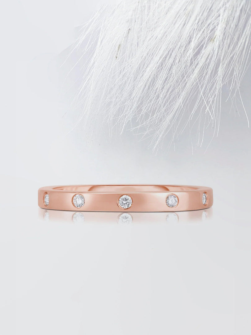 2.50mm Round Cut Moissanite Flush Set Diamond Wedding Band Mapple Gems