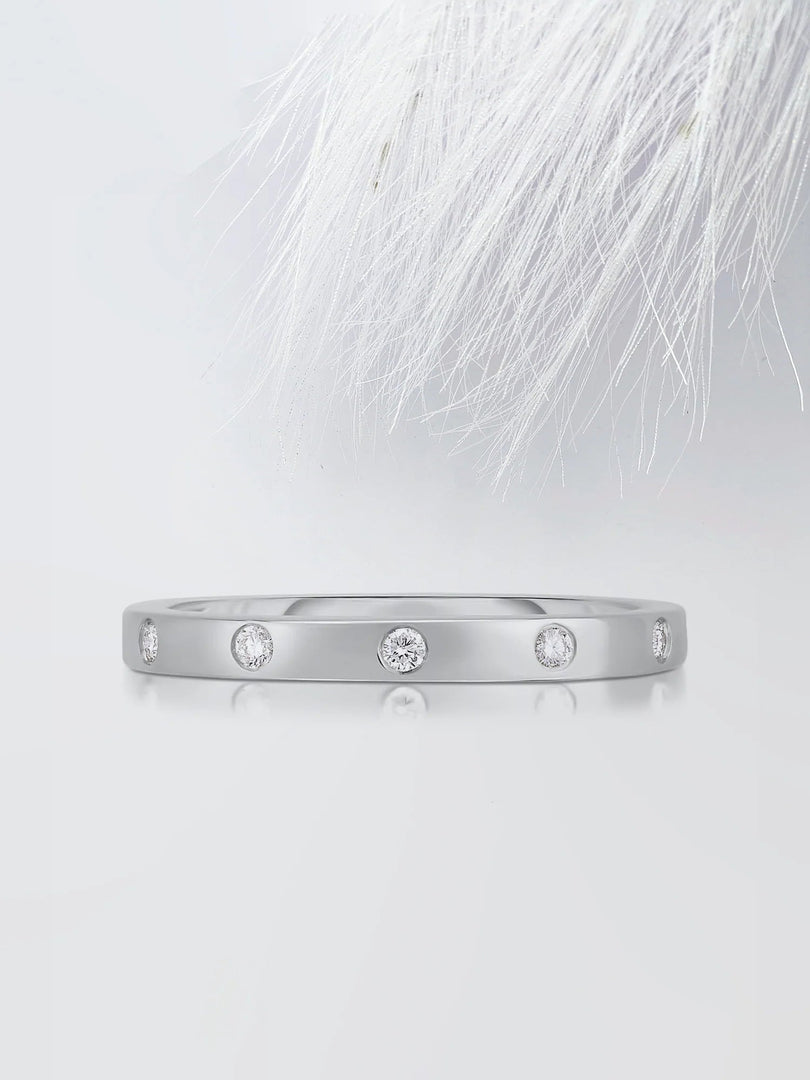 2.50mm Round Cut Moissanite Flush Set Diamond Wedding Band Mapple Gems