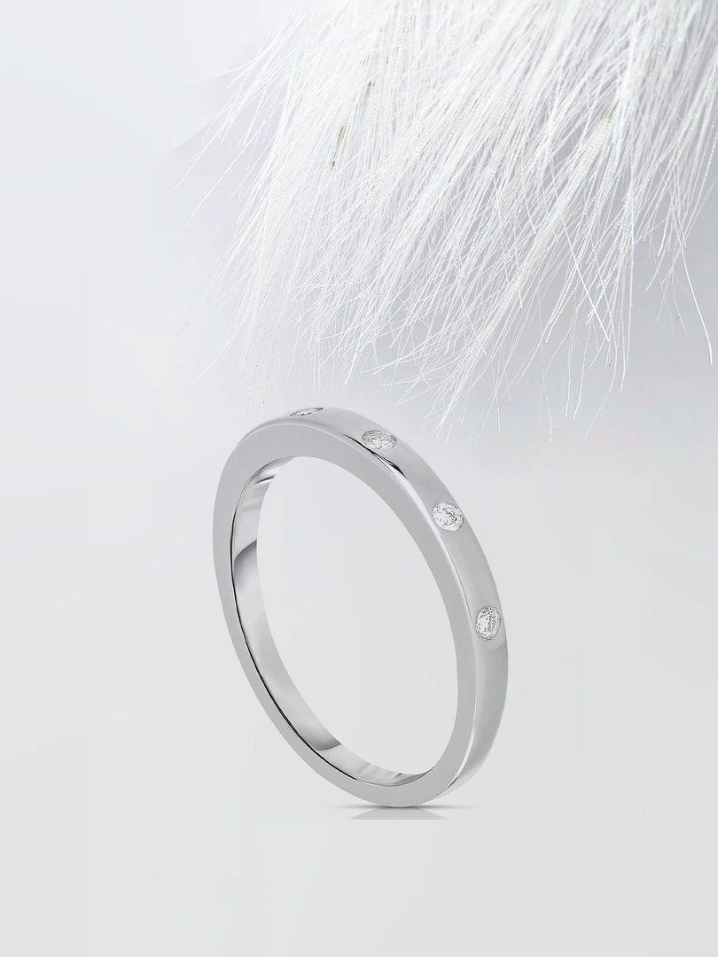 2.50mm Round Cut Moissanite Flush Set Diamond Wedding Band Mapple Gems