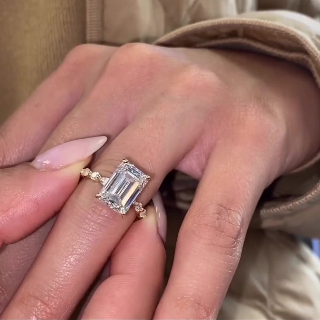 14K Gold Emerald Cut Moissanite Ring