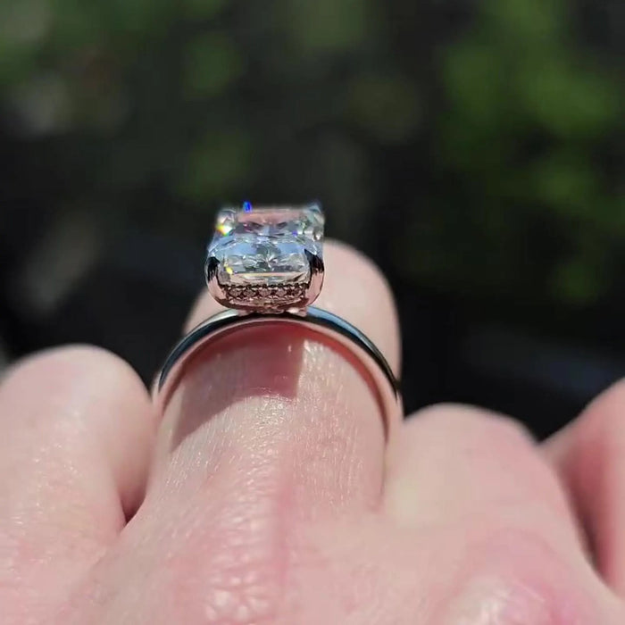 Radiant Cut Moissanite Dainty Solitaire Engagement Ring in 14K Gold — Mapple Gems