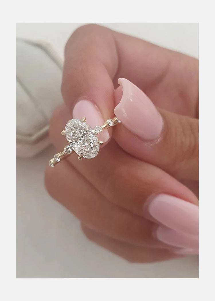 Handmade Oval Moissanite Bridal Ring