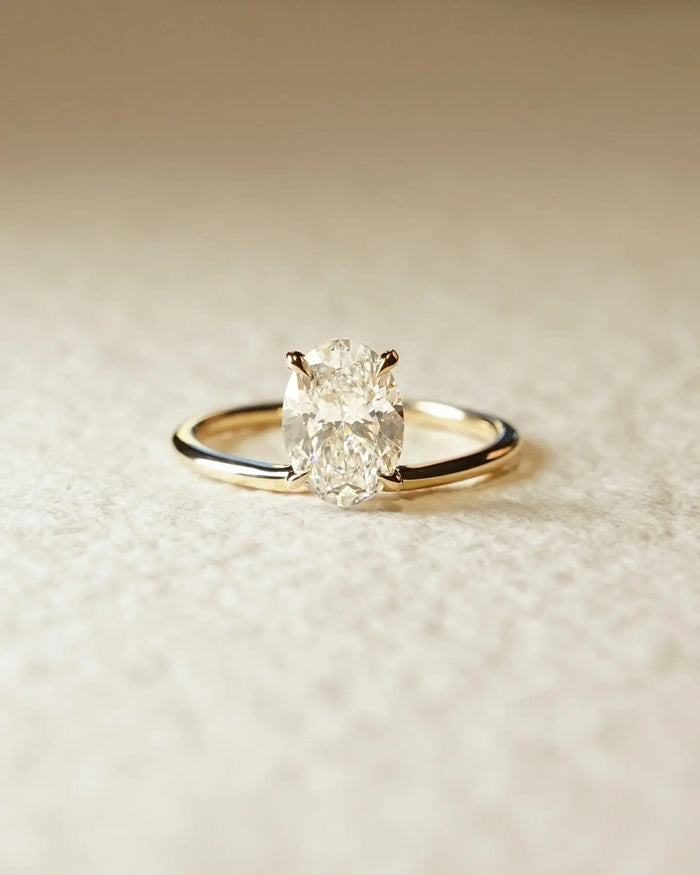 3 CT oval cut moissanite solitaire engagement ring in 14K gold