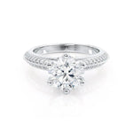 Load image into Gallery viewer, Round Cut Moissanite Pave Engagement Ring Vintage 6-Prong Solitaire Wedding Ring Mapple Gems