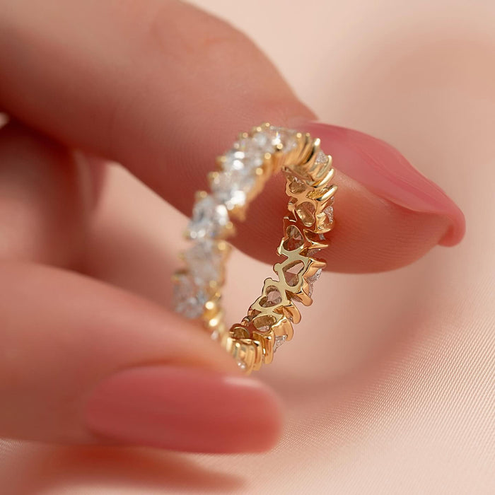 Heart Cut Moissanite Full Eternity Wedding Band in 14K Gold full eternity view