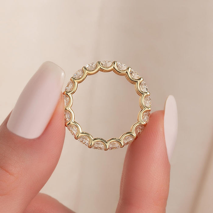 Round Cut Moissanite Full Eternity Wedding Band in 14K Gold — Mapple Gems
