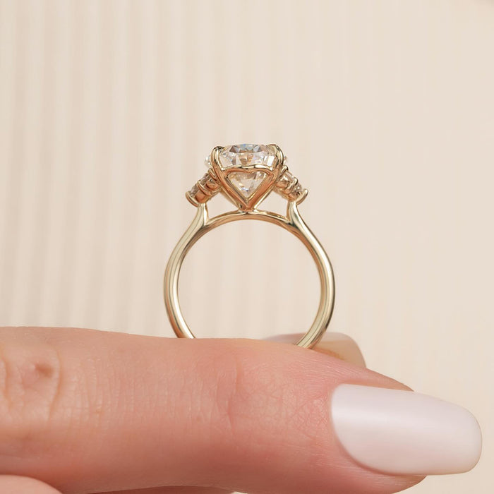 Oval Cut Moissanite Cluster Accent Engagement Ring in 14K Gold — Mapple Gems