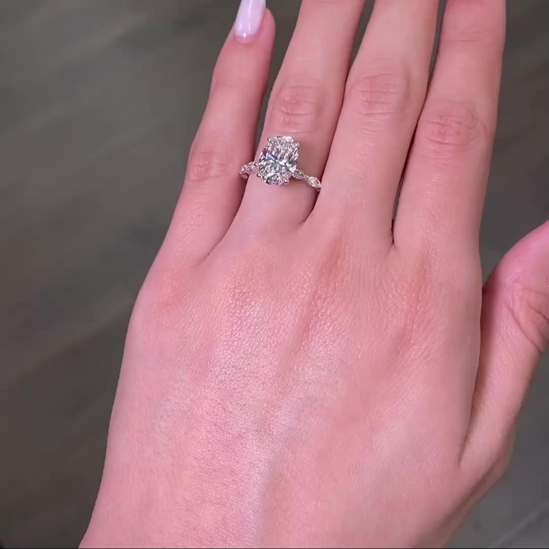 Custom Made Oval Moissanite Solitaire Ring