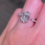 Load image into Gallery viewer, Oval Cut Moissanite Engagement Ring with Marquise Side Stones