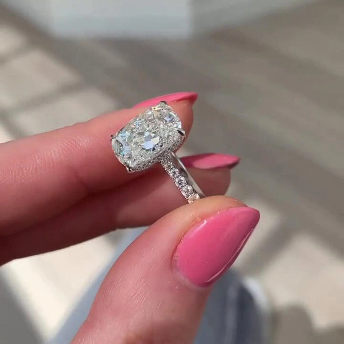Elongated Cushion Moissanite Engagement Ring in 14K Gold — Mapple Gems
