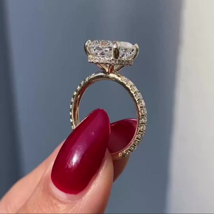 Cushion Cut Lab Grown Diamond Solitaire Ring 14K Solid Yellow Gold One Diamond Ring Promise Ring Anniversary Ring Gift For Women Mapple Gems
