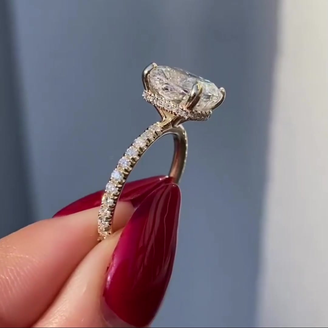 Cushion Cut Lab Grown Diamond Solitaire Ring 14K Solid Yellow Gold One Diamond Ring Promise Ring Anniversary Ring Gift For Women Mapple Gems