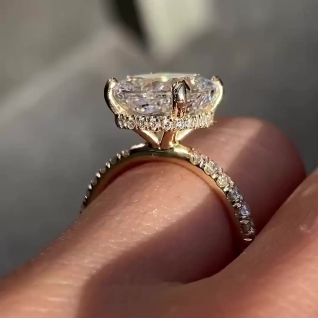 Cushion Cut Lab Grown Diamond Solitaire Ring 14K Solid Yellow Gold One Diamond Ring Promise Ring Anniversary Ring Gift For Women Mapple Gems