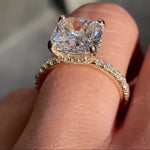 Load image into Gallery viewer, Cushion Cut Lab Grown Diamond Solitaire Ring 14K Solid Yellow Gold One Diamond Ring Promise Ring Anniversary Ring Gift For Women Mapple Gems
