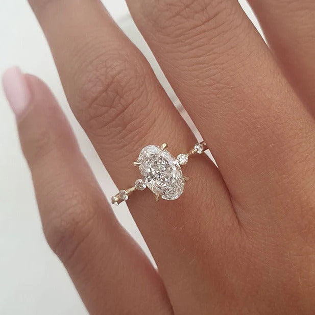 Solid Gold Oval Cut Bridal Jewelry