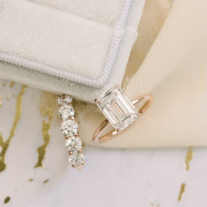 Emerald Cut Moissanite Four Prong Solitaire Engagement Ring 2 CT to 5 CT - side view 2